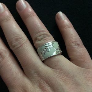 Swarovski Jewelry - Swarovski white enamel and sterling silver band Swarovski Jewelry - Swarovski white enamel and sterling silver band